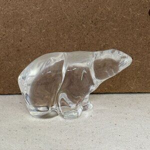 Vintage Norway Hadeland Crystal Art Glass Polar Bear Figurine Paperweight Signed